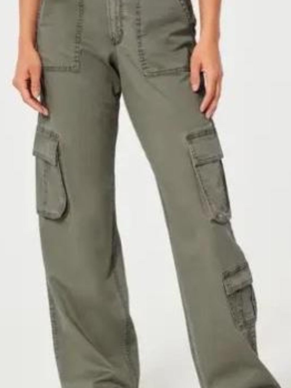Hollister Women's High Rise Gray Cargo Wide-Leg Jeans